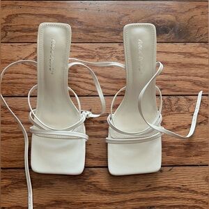 Public Desire White Minimalist Heeled Sandals